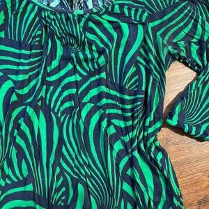 Michael kors L blouse abstract print green navy